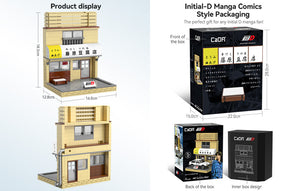 Model of a building with packaging and dimensions displayed