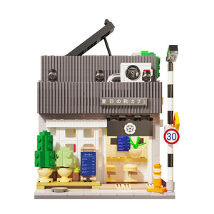 CaDA Summer Japanese Coffee Shop Brick Model Kits showcasing a detailed miniature Japanese coffee shop architecture.