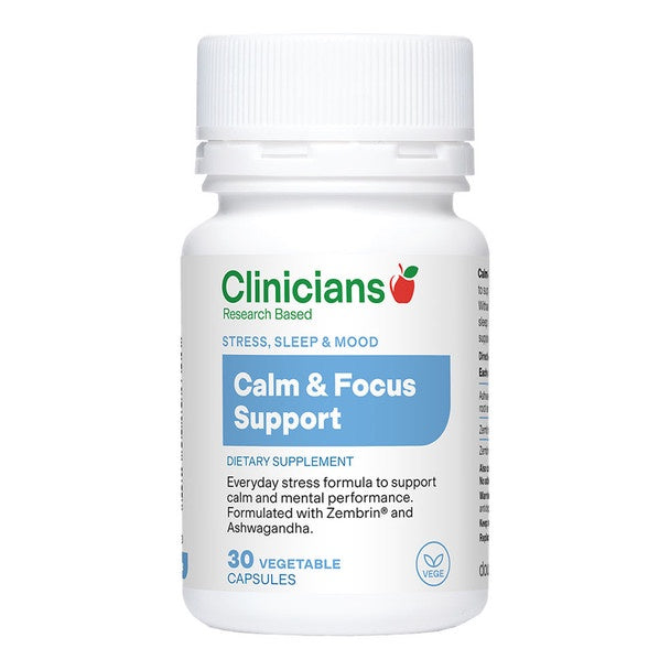 Clinicians Calm & Focus Support 30 Vegetable Capsules