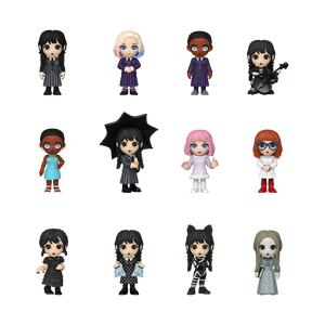 Set of small figurines with various hairstyles and outfits on a white background