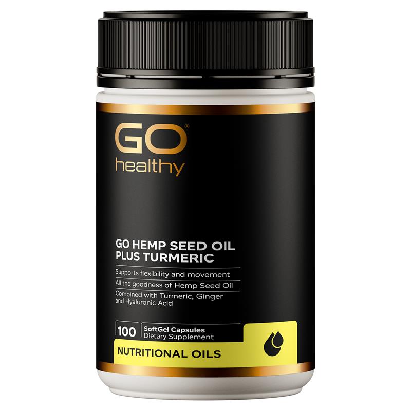 GO Healthy Go Hemp Seed Oil Plus Turmeric 100 Softgels