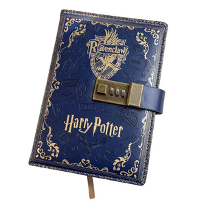 Blue notebook with gold accents featuring the Harry Potter logo and Ravenclaw crest, on a white background.
