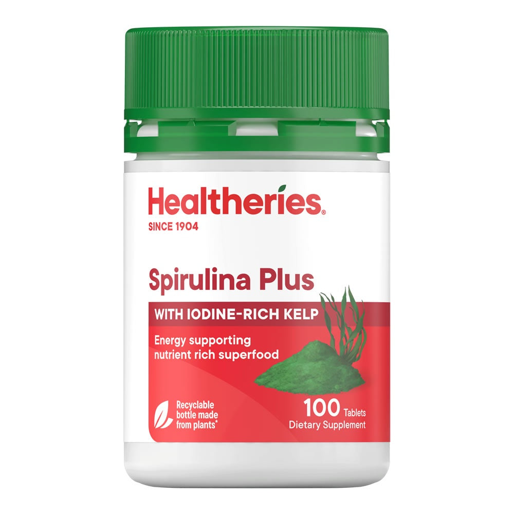 Healtheries Spirulina Plus with Iodine-Rich Kelp 100 Tablets