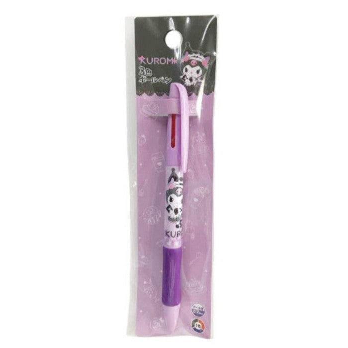 Purple pen with a character design in packaging on a white background