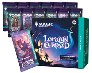 Collection of 'Magic: The Gathering' Lordwyn Eclipsed trading card game packs on a white background