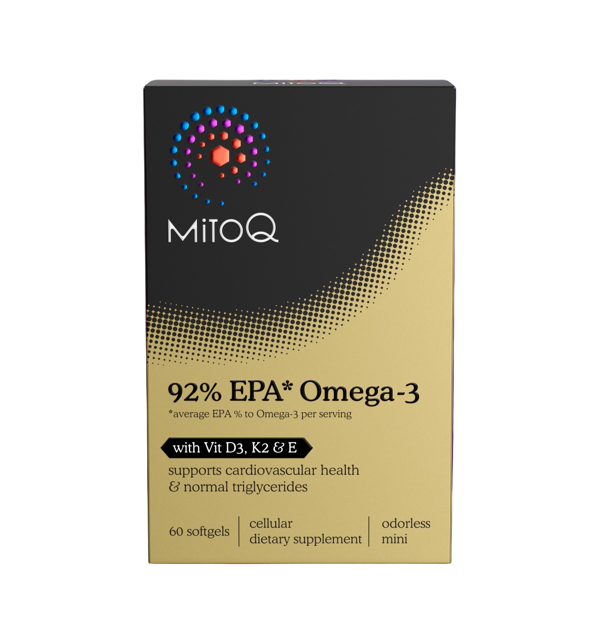 MitoQ 92% EPA Omega-3 with Vit D3, K2 & E 60 Softgels