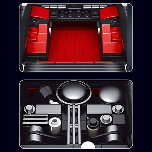 Mould King 10012S Cadi-Elrado Car Model Building Toy Set interior detail featuring red seating and dashboard components.