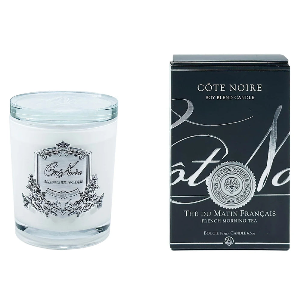 Cote Noire Soy Blend Candle 185g - French Morning Tea - Silver - GMS18501