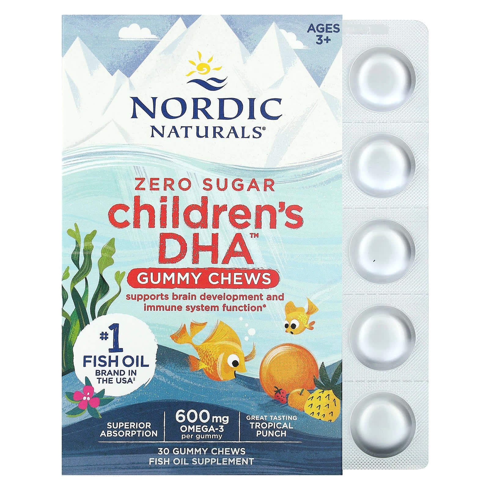 Nordic Naturals Children’s DHA 600mg 30 Gummies - Tropical Punch