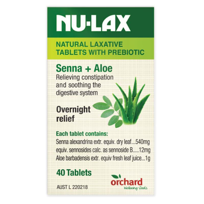 Nulax Natural Laxative Tablets With Prebiotic Senna & Aloe 40 Tablets