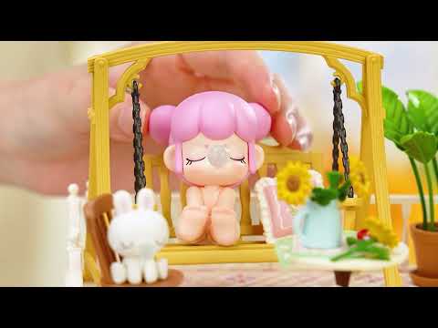 Rolife Super Creator Extension Pack -  Chic Café Terrace featuring a cute character on a swing in a cozy setting.