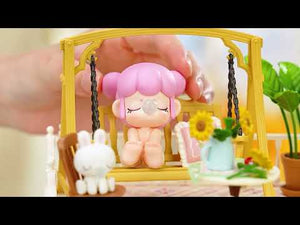 Rolife Super Creator Extension Pack -  Chic Café Terrace featuring a cute character on a swing in a cozy setting.