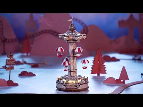 ROKR Parachute Tower DIY Music Box 3D Wooden Puzzle