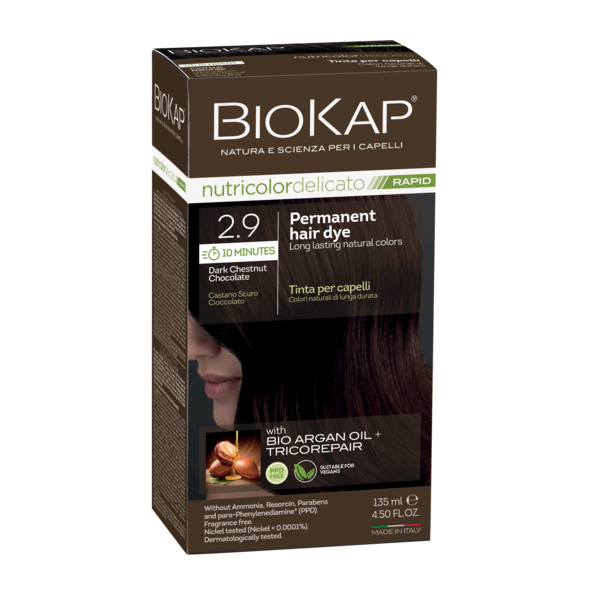 BioKap Nutricolor Delicato Permanent Hair Dye - Rapid 2.9 - Dark Chestnut Chocolate