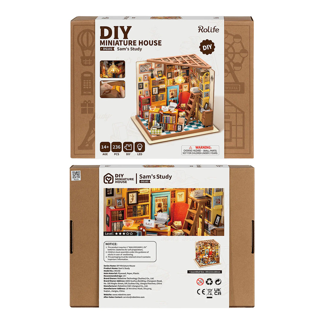 Rolife Sam's Study DIY Miniature House Kit, image 2