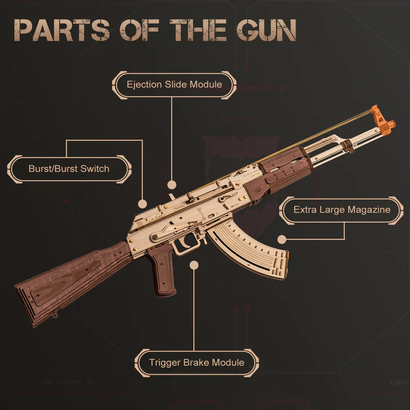ROKR AK-47 Assault Rifle DIY 3D Wooden Puzzles, image 8