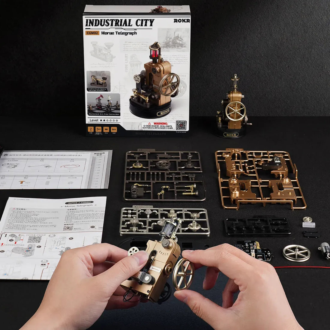 ROKR Morse Telegraph Mechanical 3D Puzzle DIY Kit, image 8