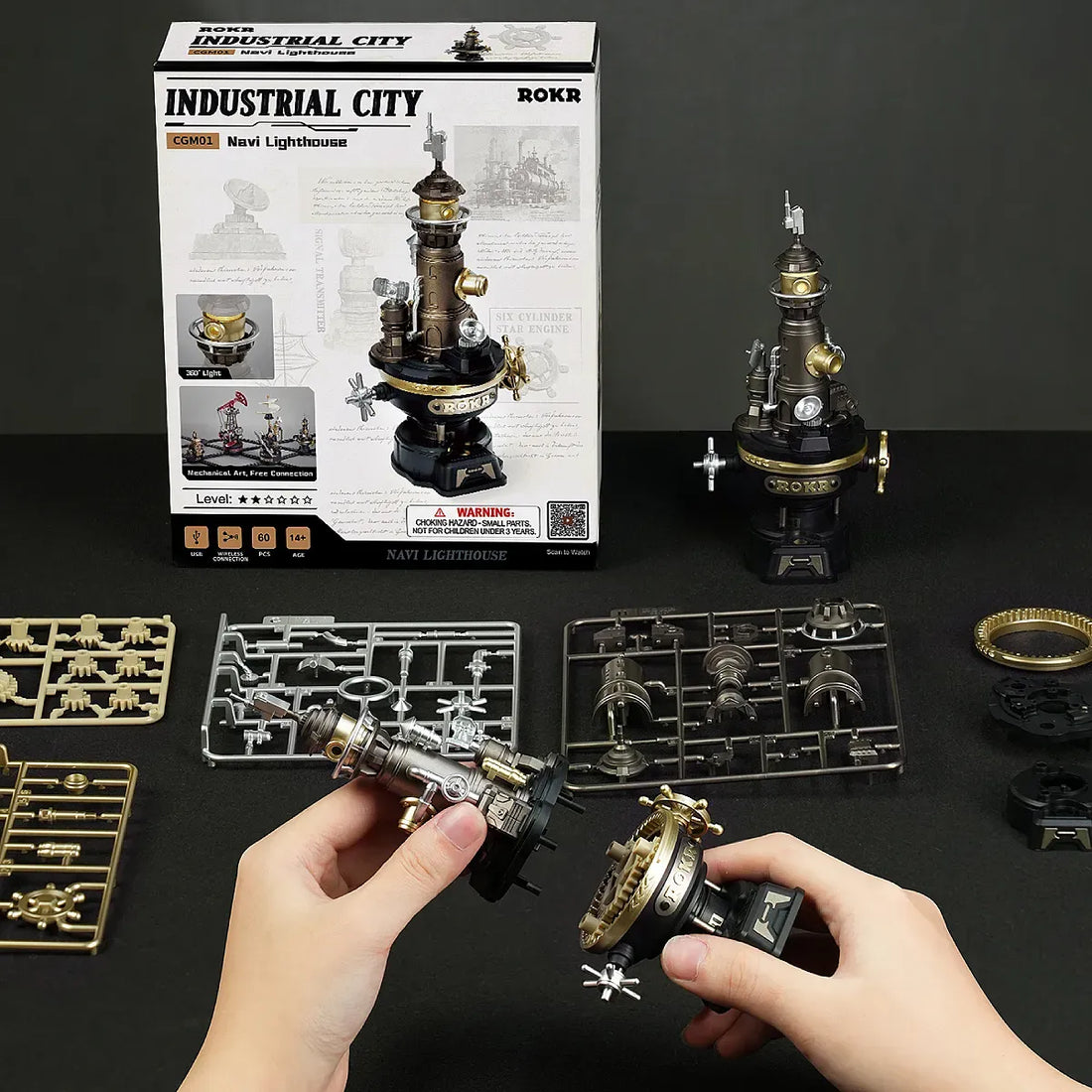 ROKR Navi Lighthouse Mechanical 3D Puzzle DIY Kit, image 7