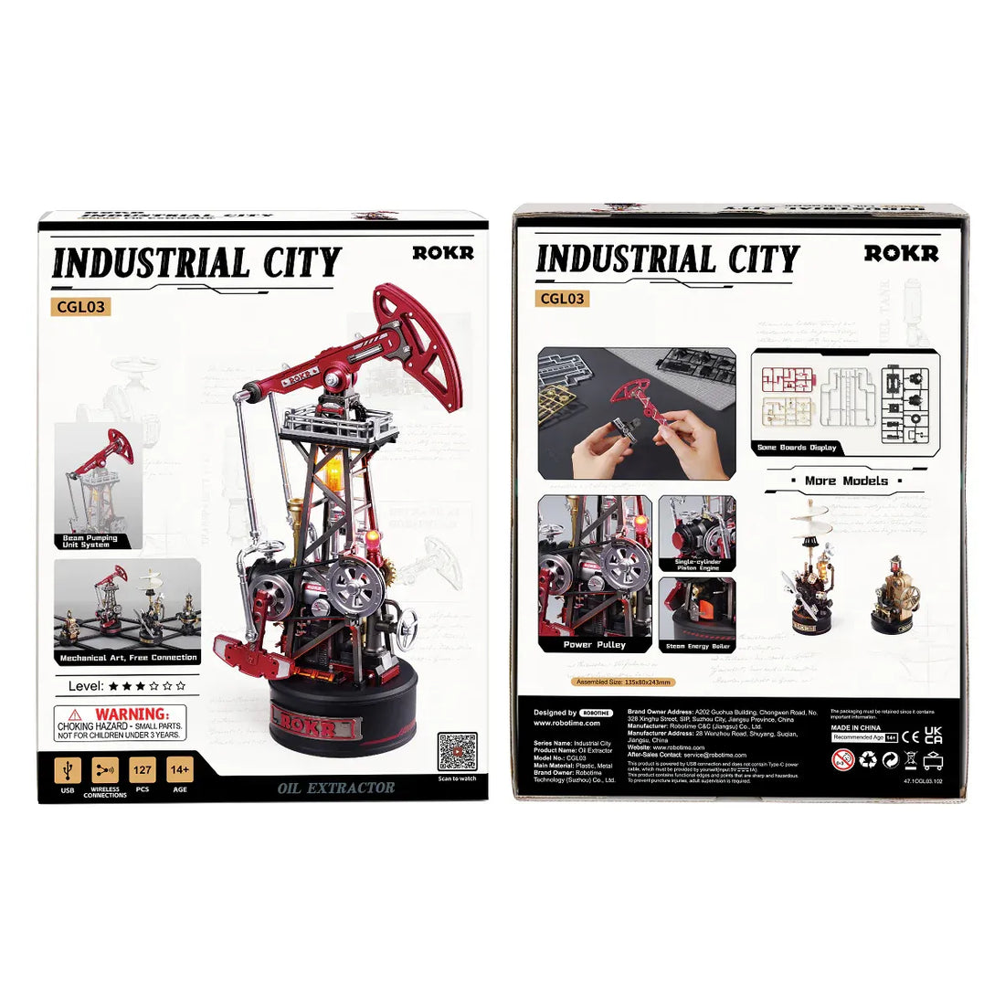 ROKR Oil Pump Jack Mechanical 3D Puzzle DIY Kit, image 7