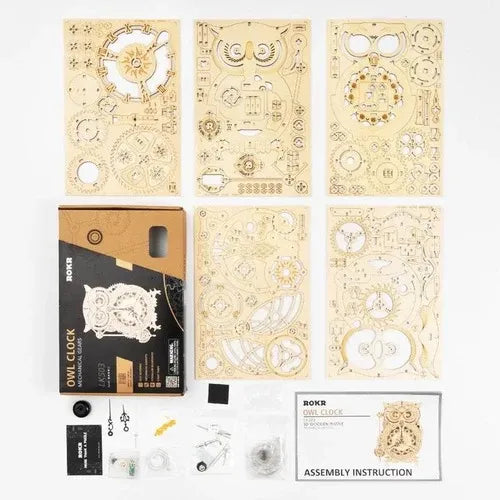 ROKR Owl Clock Mechanical 3D Puzzle DIY Kit, image 7