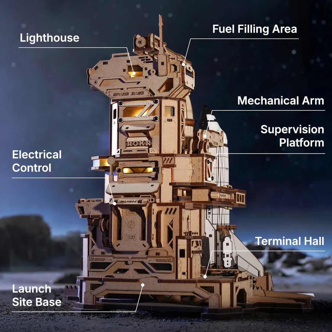 ROKR Space Shuttle Mechanical 3D Puzzle DIY Kit, image 7