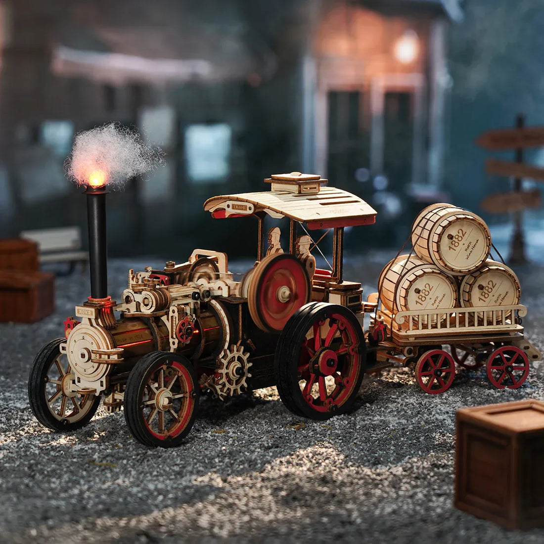ROKR Steam Engine Mechanical 3D Puzzle DIY Kit, image 5