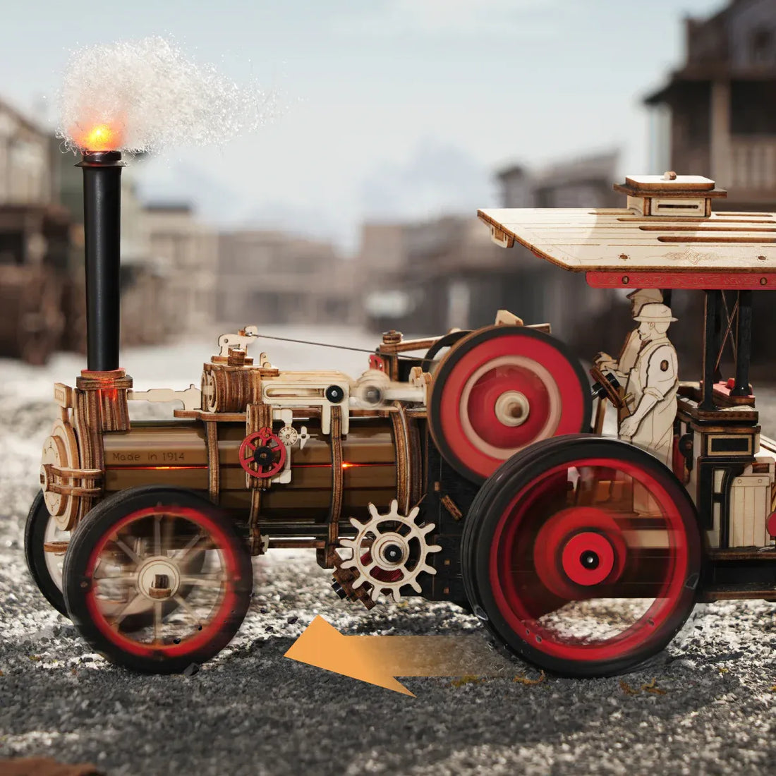 ROKR Steam Engine Mechanical 3D Puzzle DIY Kit, image 6