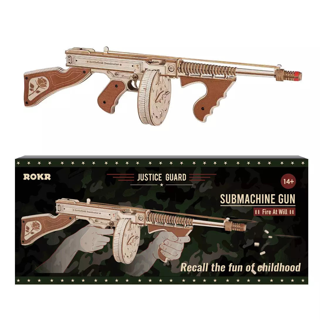 ROKR Thompson Submachine Gun DIY 3D Wooden Puzzles - Tommy Gun, image 3