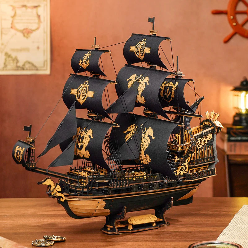 ROKR The Seahorse Barque DIY 3D Wooden Puzzles, image 5