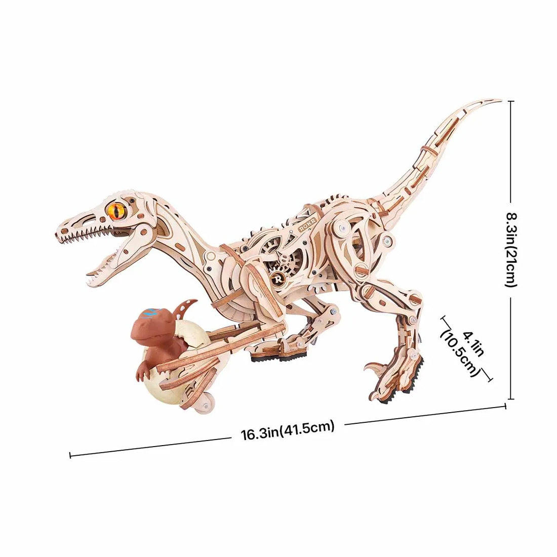 ROKR Velociraptor Mechanical Dinosaur 3D Puzzle DIY Kit -189 Pieces - LD01, image 3