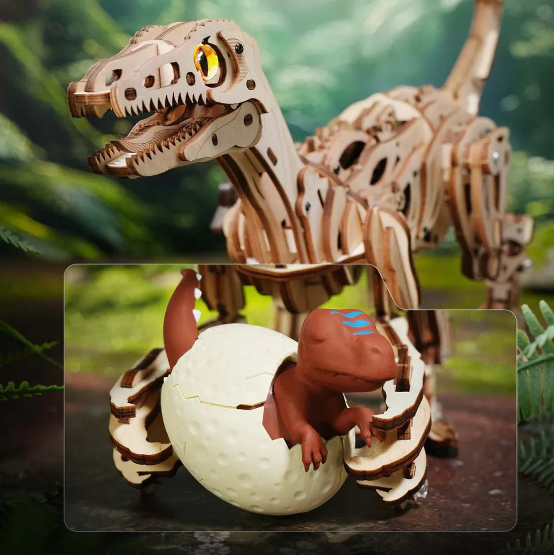 ROKR Velociraptor Mechanical Dinosaur 3D Puzzle DIY Kit -189 Pieces - LD01, image 4