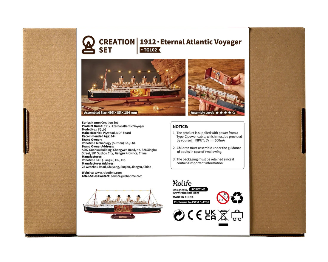 Rolife 1912 Eternal Atlantic Voyager 3D Wooden Puzzle, image 9