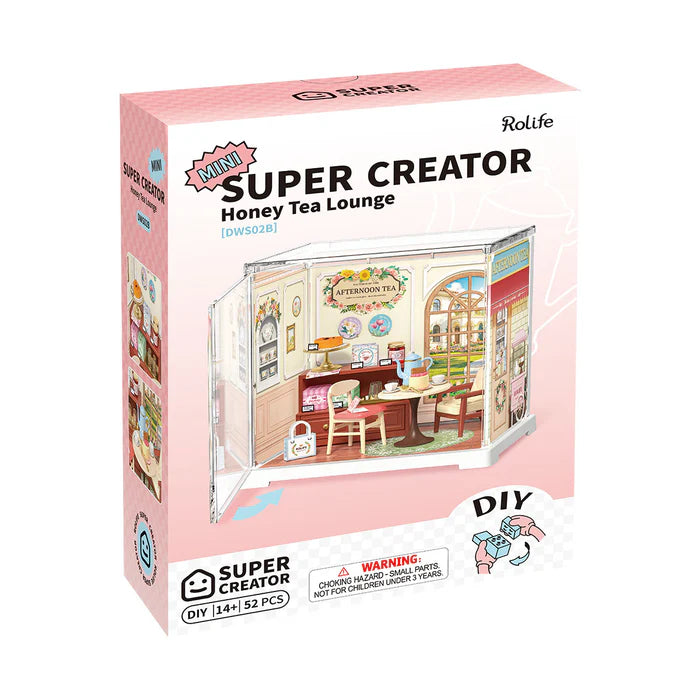 Rolife Super Creator Honey Tea Lounge toy set packaging on a white background