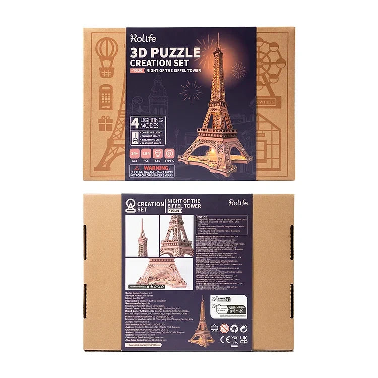 Rolife Night of The Eiffel Tower 3D Wooden Puzzle, image 8