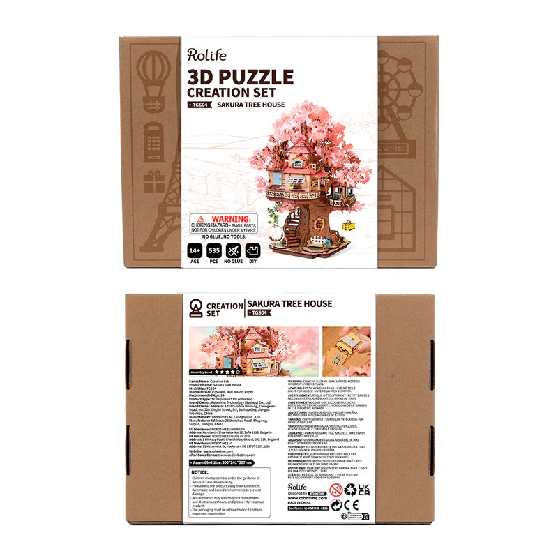 Rolife Sakura Tree House 3D Wooden Puzzles, image 3