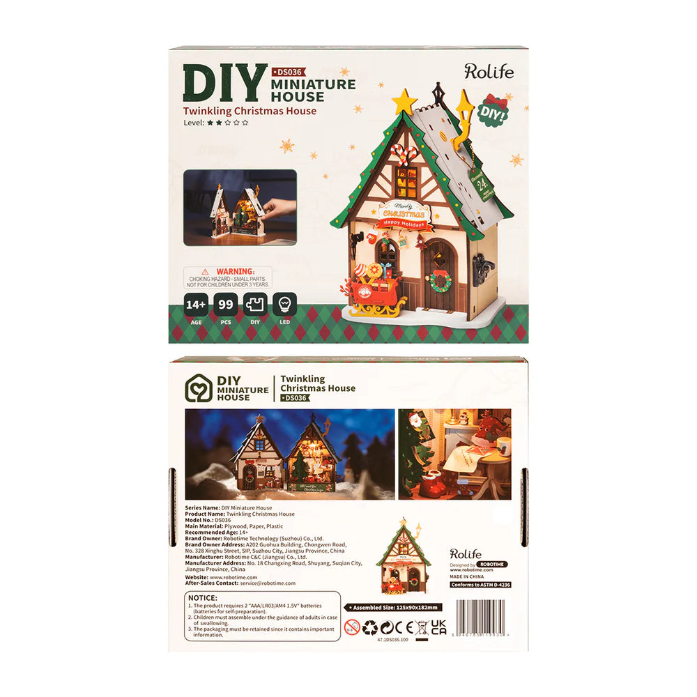 Rolife Twinkling Christmas House DIY Miniature House, image 3
