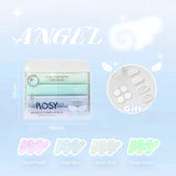 Rosy Angel highlighter set with packaging and color options on a light blue background