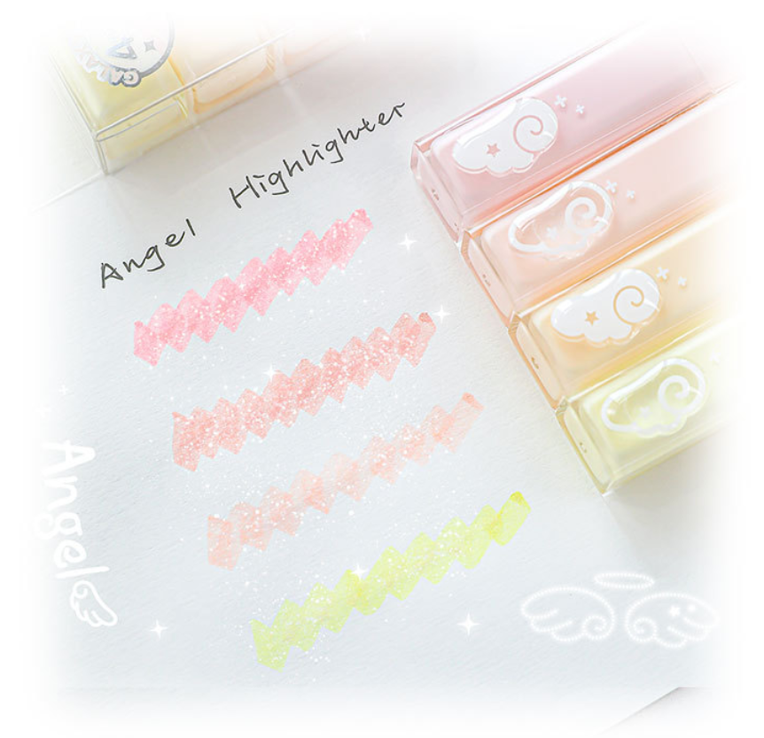 Highlighters with pastel colors on a white background
