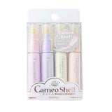 Pack of Cameo Shell highlighters with pastel colors on a white background