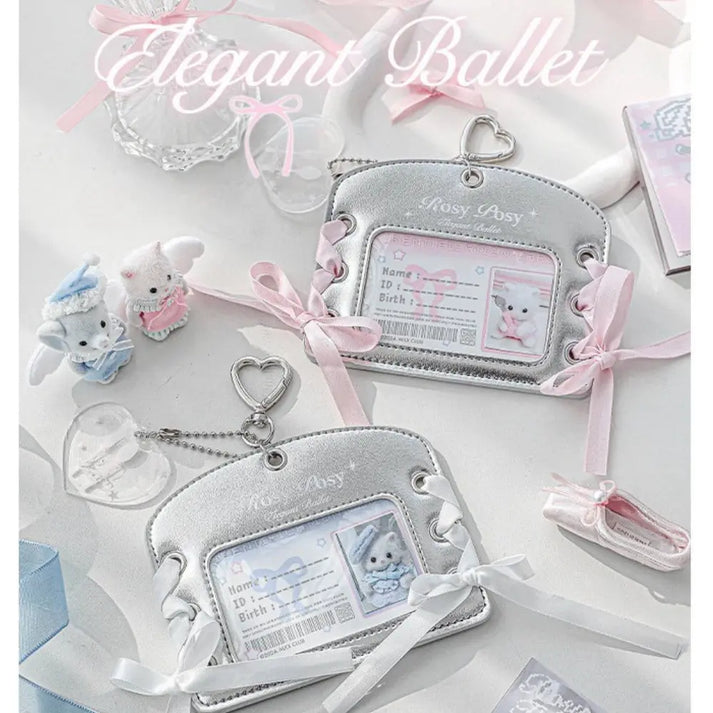 Decorative keychains with heart designs and ribbons on a white background, featuring the brand 'Elegant Ballet'.
