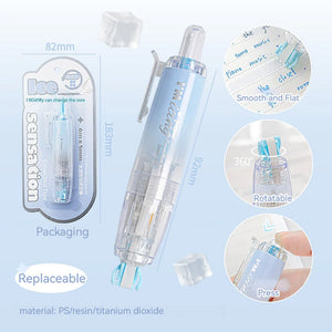 RosyPosy "ICING" Collection Soft Ice Penetration Push Correction Tape showing packaging and features.