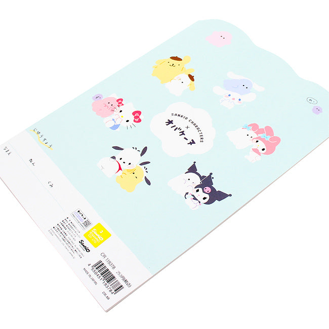 Sticker sheet with cartoon characters on a light blue background