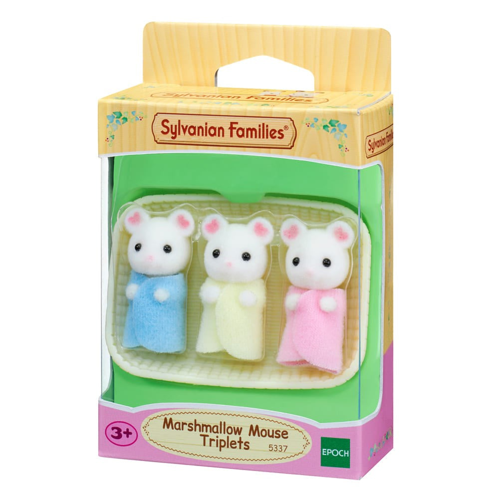 Sylvanian Families Marshmallow Mouse Triplets in packaging on a white background