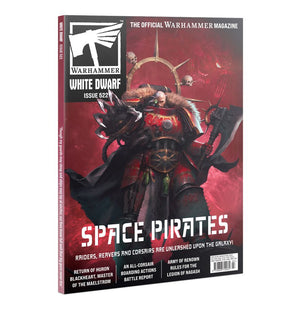 Warhammer magazine cover featuring a space pirate on a red background