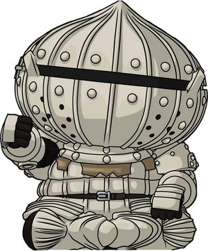 Illustration of a knight in armor with a helmet on a transparent background