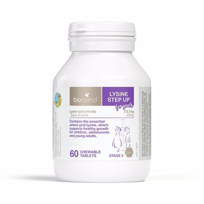 Bio Island Lysine Step Up For Youth Stage 2 60 Chewable Tablets.