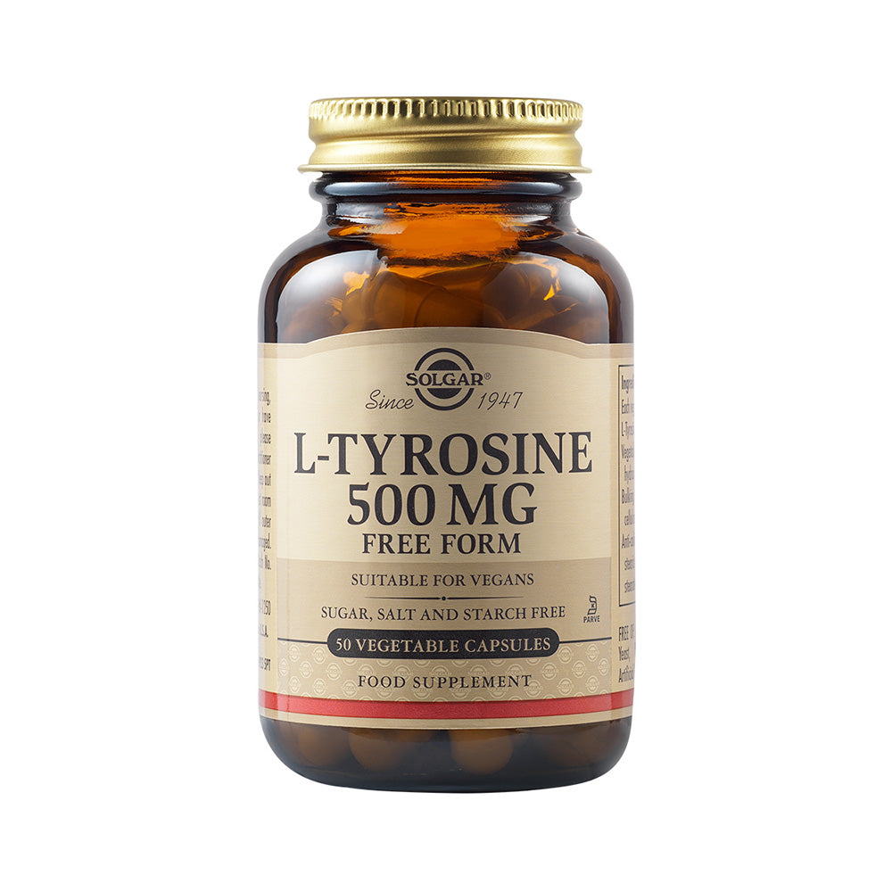 Solgar L-Tyrosine 500 mg 50 Vegetable Capsules.