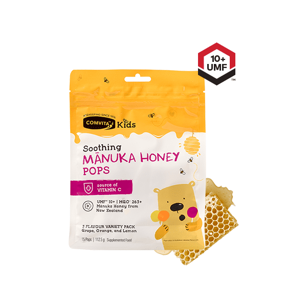 Comvita Kids Soothing Pops With UMF™ 10+ Mānuka Honey  3 Flavours 15 Pops.
