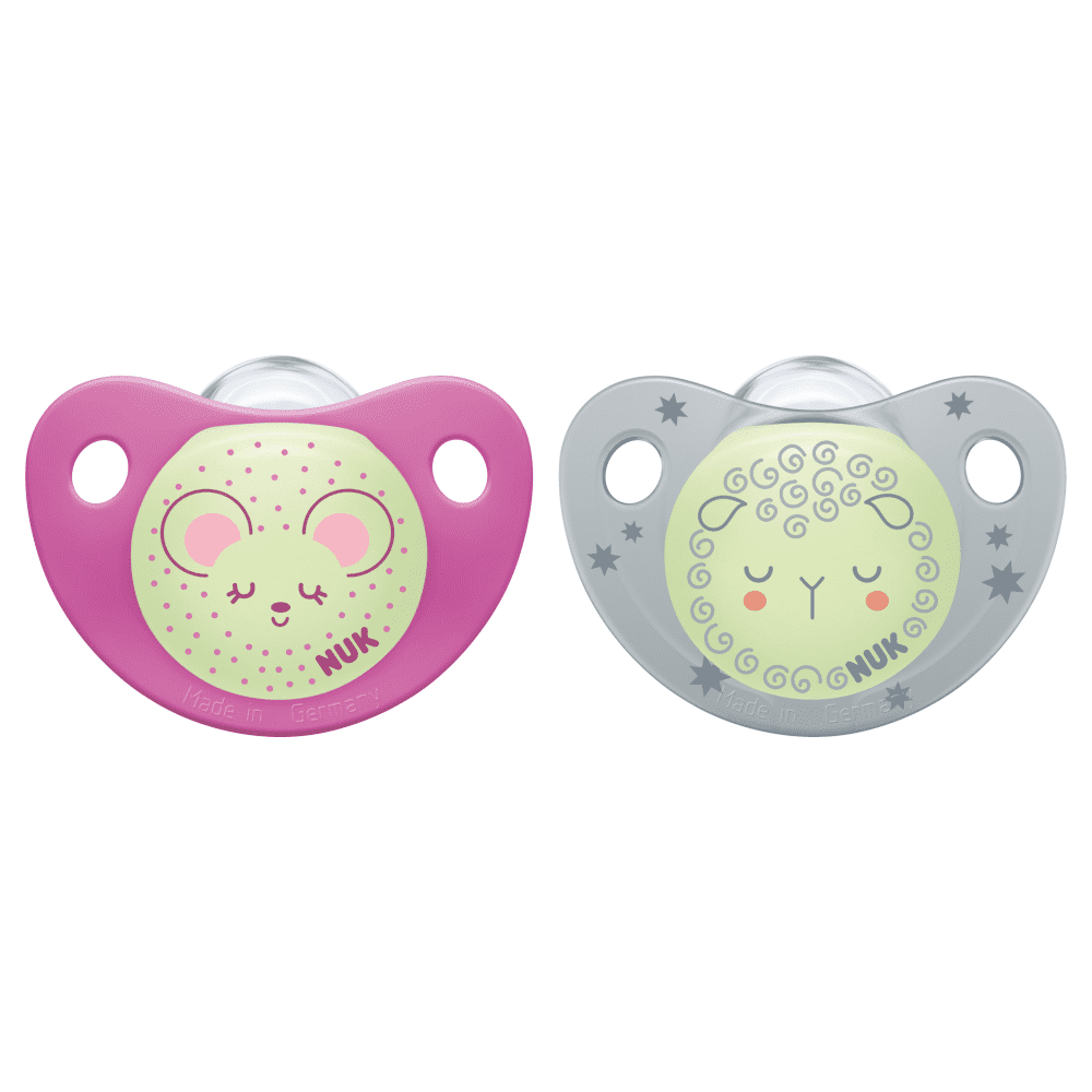 NUK Night & Day Trendline Soother Silicone 6-18 Months Twin Pack-Random Pattern.
