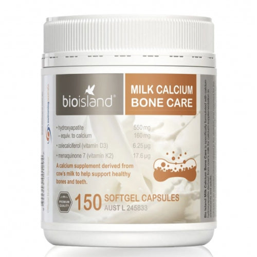 Bio Island Milk Calcium Bone Care 150 Softgel Capsules.